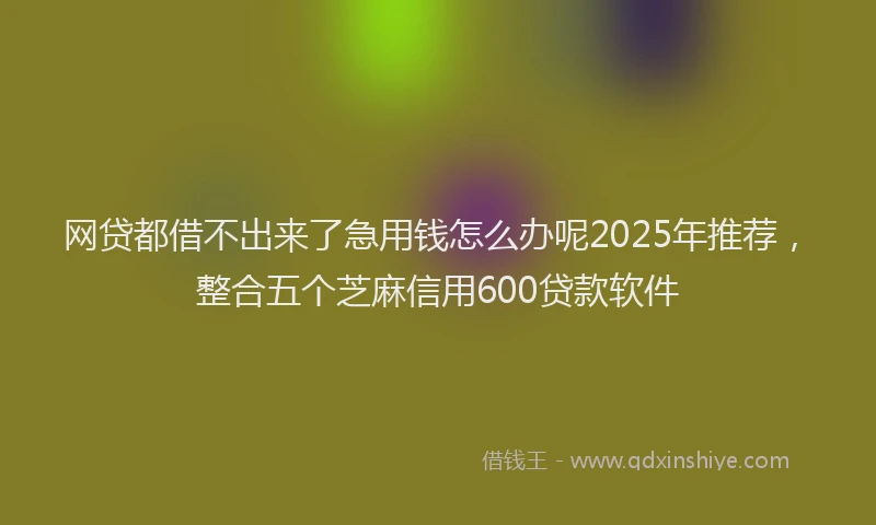 网贷都借不出来了急用钱怎么办呢2025年推荐，整合五个芝麻信用600贷款软件