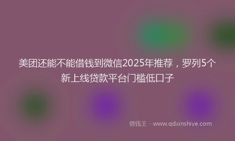 美团还能不能借钱到微信2025年推荐，罗列5个新上线贷款平台门槛低口子