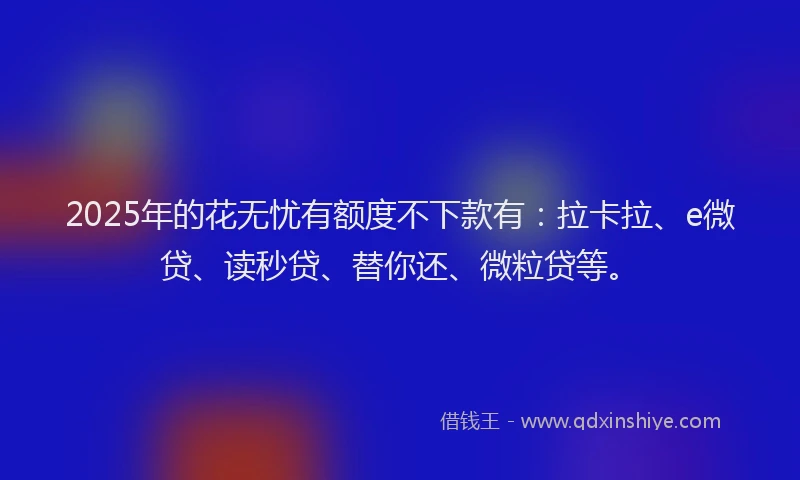 2025年的花无忧有额度不下款有：拉卡拉、e微贷、读秒贷、替你还、微粒贷等。