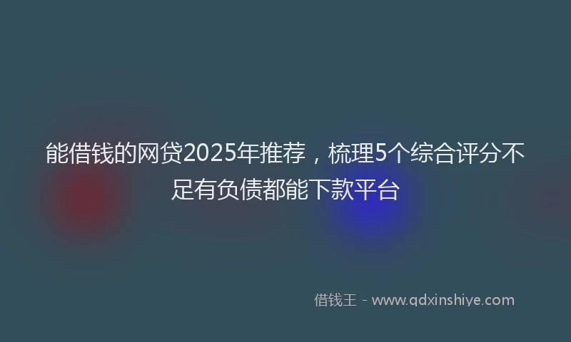 能借钱的网贷2025年推荐，梳理5个综合评分不足有负债都能下款平台