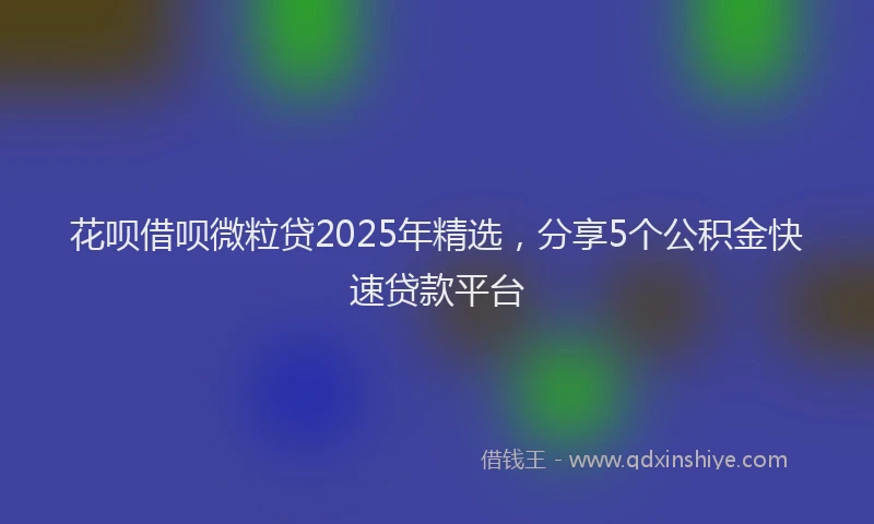 花呗借呗微粒贷2025年精选，分享5个公积金快速贷款平台