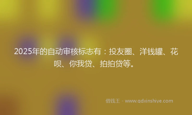 2025年的自动审核标志有：投友圈、洋钱罐、花呗、你我贷、拍拍贷等。