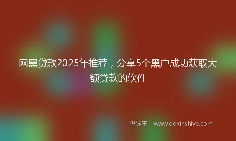 网黑贷款2025年推荐，分享5个黑户成功获取大额贷款的软件