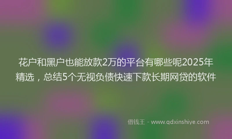 花户和黑户也能放款2万的平台有哪些呢2025年精选，总结5个无视负债快速下款长期网贷的软件