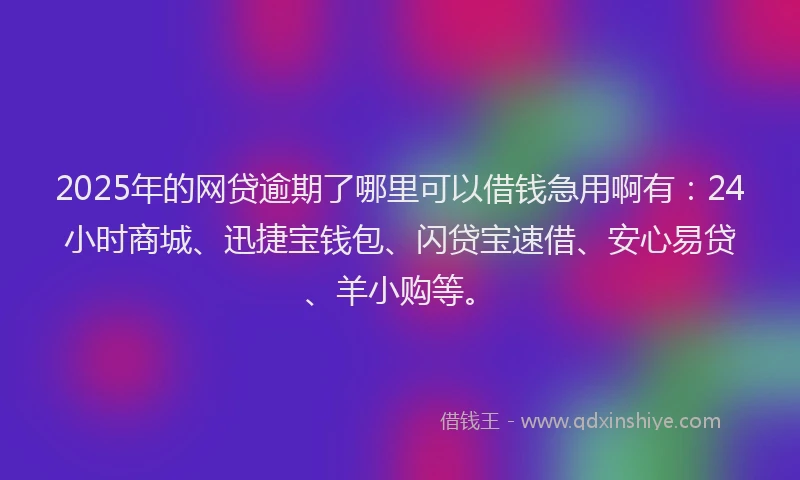 2025年的网贷逾期了哪里可以借钱急用啊有：24小时商城、迅捷宝钱包、闪贷宝速借、安心易贷、羊小购等。