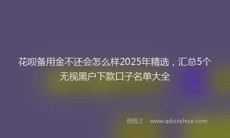 花呗备用金不还会怎么样2025年精选，汇总5个无视黑户下款口子名单大全