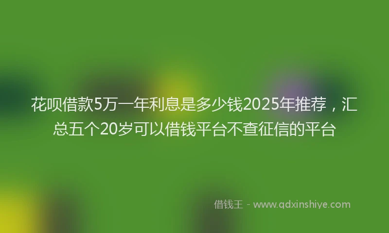 花呗借款5万一年利息是多少钱2025年推荐，汇总五个20岁可以借钱平台不查征信的平台