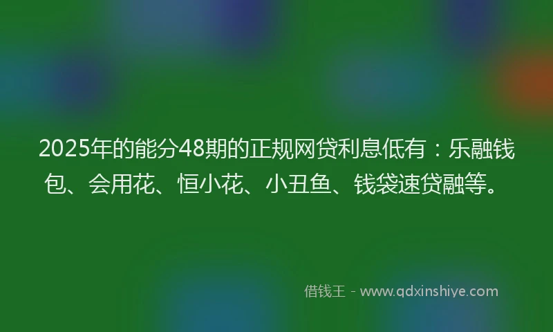 2025年的能分48期的正规网贷利息低有：乐融钱包、会用花、恒小花、小丑鱼、钱袋速贷融等。