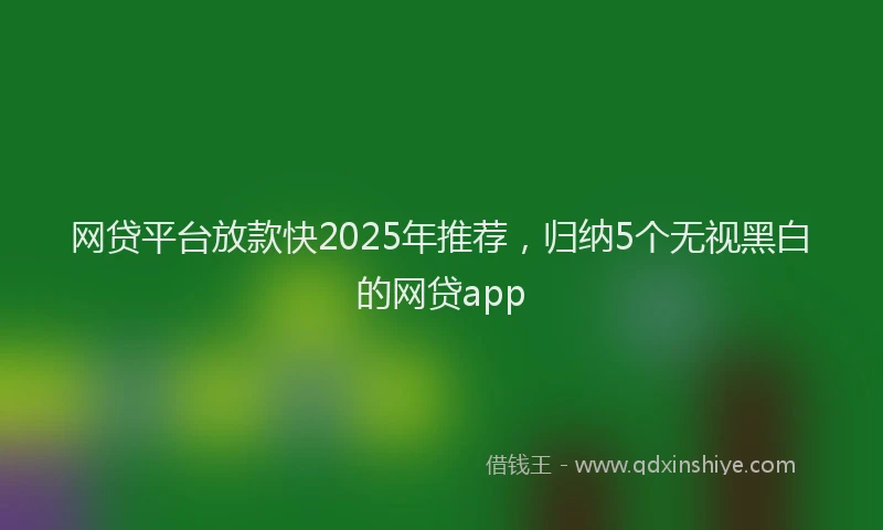 网贷平台放款快2025年推荐，归纳5个无视黑白的网贷app