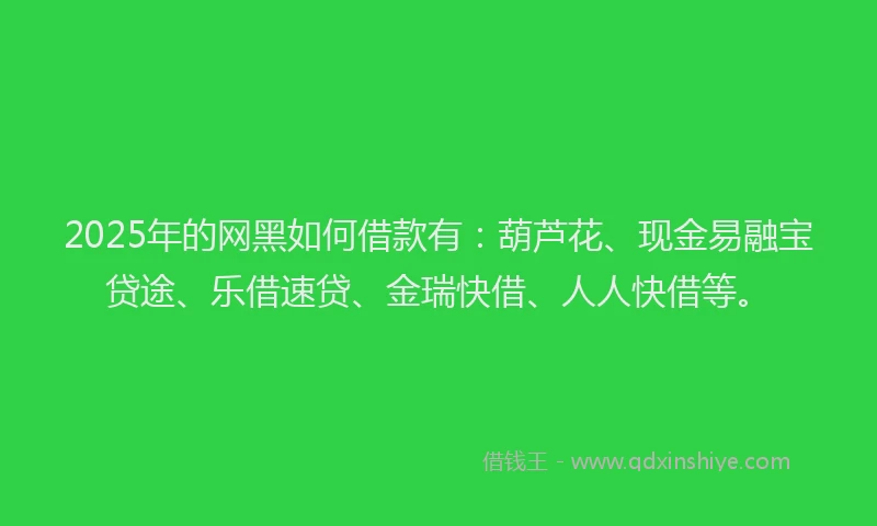 2025年的网黑如何借款有：葫芦花、现金易融宝贷途、乐借速贷、金瑞快借、人人快借等。