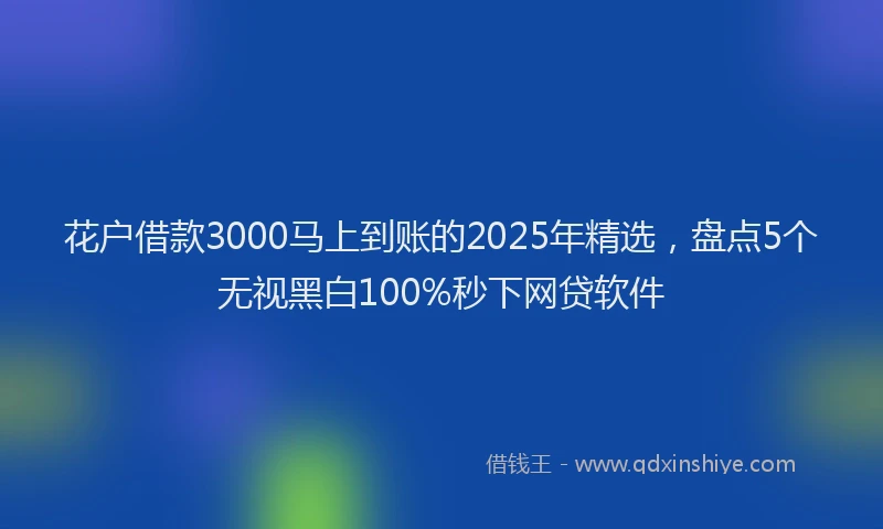 花户借款3000马上到账的2025年精选，盘点5个无视黑白100%秒下网贷软件