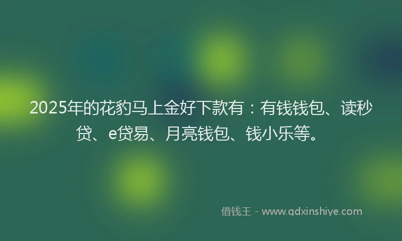 2025年的花豹马上金好下款有：有钱钱包、读秒贷、e贷易、月亮钱包、钱小乐等。