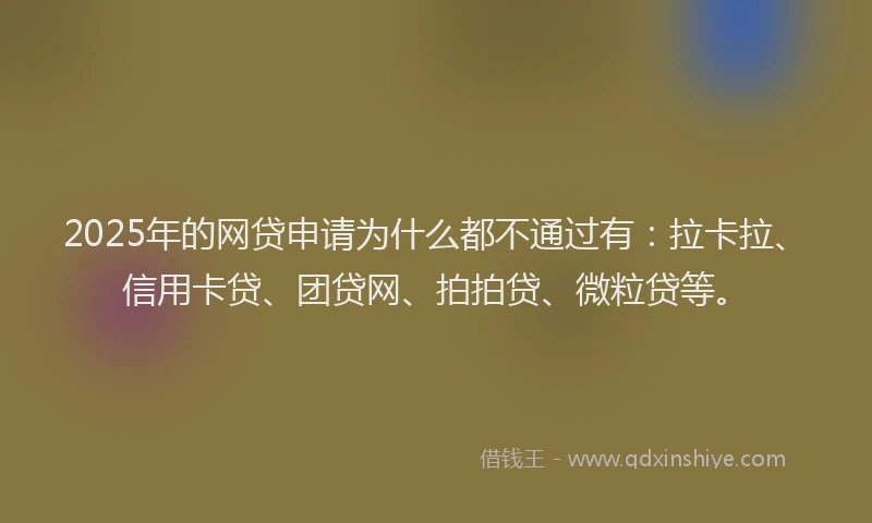 2025年的网贷申请为什么都不通过有：拉卡拉、信用卡贷、团贷网、拍拍贷、微粒贷等。