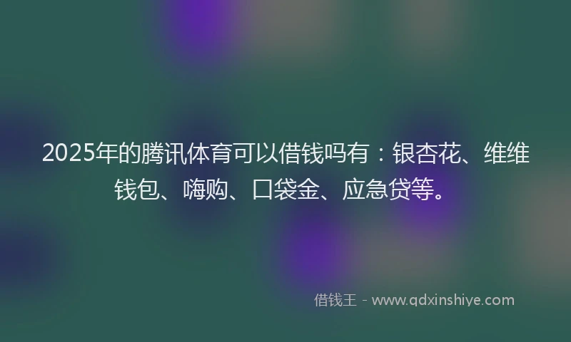 2025年的腾讯体育可以借钱吗有：银杏花、维维钱包、嗨购、口袋金、应急贷等。