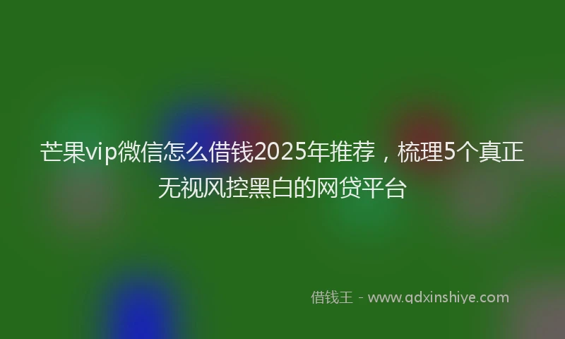 芒果vip微信怎么借钱2025年推荐，梳理5个真正无视风控黑白的网贷平台