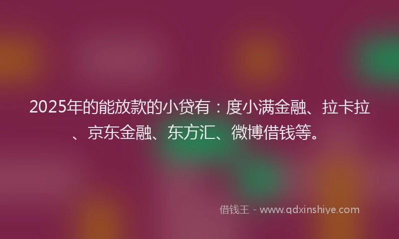 2025年的能放款的小贷有：度小满金融、拉卡拉、京东金融、东方汇、微博借钱等。