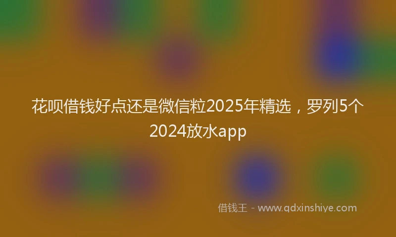 花呗借钱好点还是微信粒2025年精选，罗列5个2024放水app