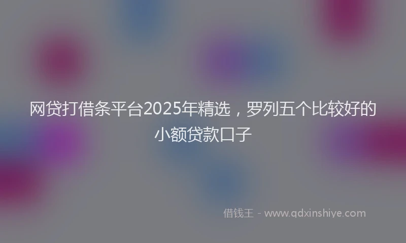 网贷打借条平台2025年精选，罗列五个比较好的小额贷款口子