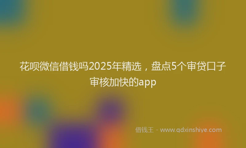 花呗微信借钱吗2025年精选，盘点5个审贷口子审核加快的app