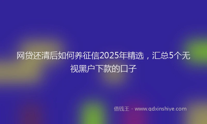 网贷还清后如何养征信2025年精选，汇总5个无视黑户下款的口子