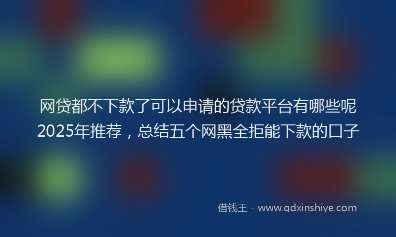 网贷都不下款了可以申请的贷款平台有哪些呢2025年推荐，总结五个网黑全拒能下款的口子