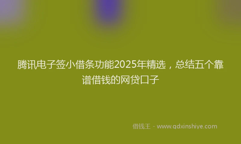 腾讯电子签小借条功能2025年精选，总结五个靠谱借钱的网贷口子