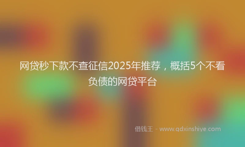网贷秒下款不查征信2025年推荐，概括5个不看负债的网贷平台
