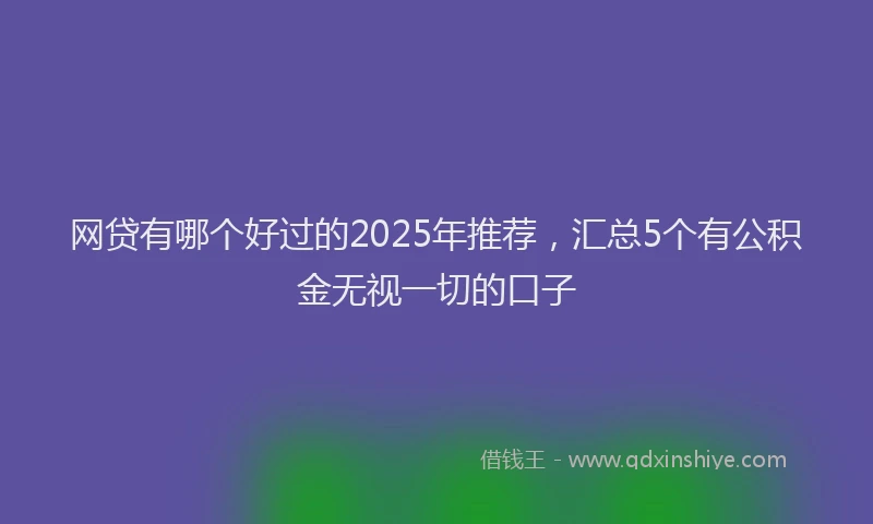 网贷有哪个好过的2025年推荐，汇总5个有公积金无视一切的口子