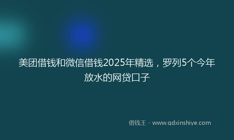 美团借钱和微信借钱2025年精选，罗列5个今年放水的网贷口子
