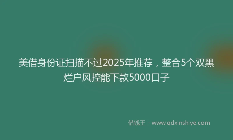 美借身份证扫描不过2025年推荐，整合5个双黑烂户风控能下款5000口子