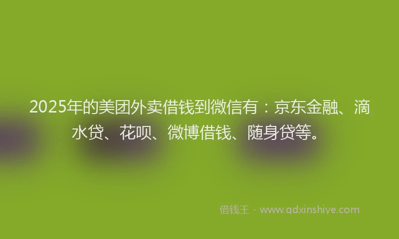 2025年的美团外卖借钱到微信有：京东金融、滴水贷、花呗、微博借钱、随身贷等。