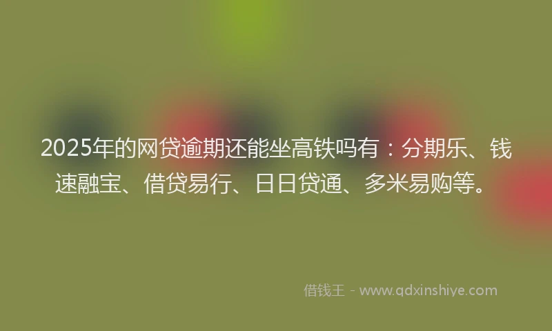 2025年的网贷逾期还能坐高铁吗有：分期乐、钱速融宝、借贷易行、日日贷通、多米易购等。