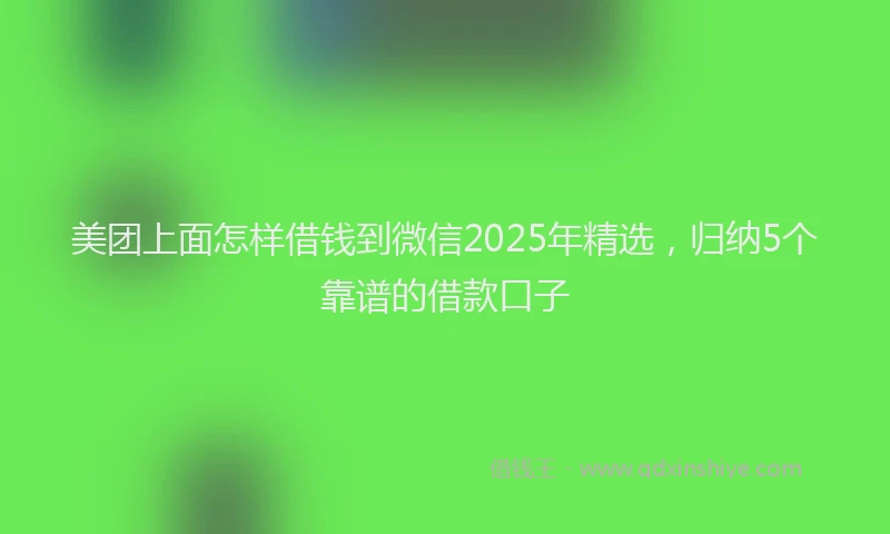 美团上面怎样借钱到微信2025年精选，归纳5个靠谱的借款口子