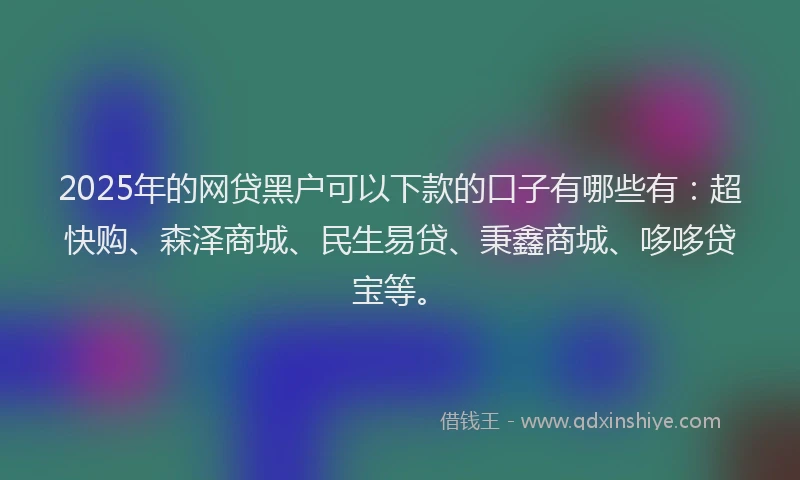 2025年的网贷黑户可以下款的口子有哪些有：超快购、森泽商城、民生易贷、秉鑫商城、哆哆贷宝等。