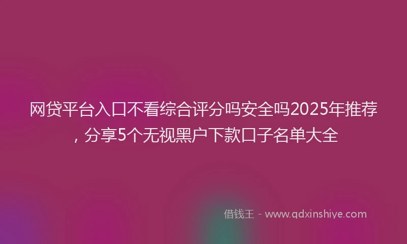 网贷平台入口不看综合评分吗安全吗2025年推荐，分享5个无视黑户下款口子名单大全