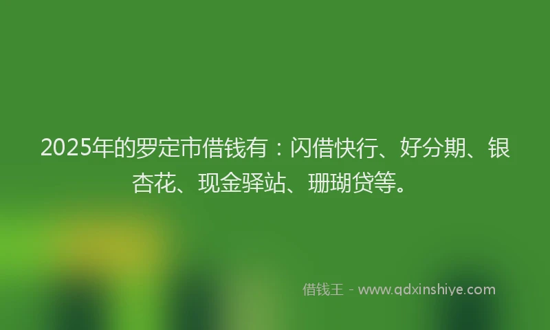 2025年的罗定市借钱有：闪借快行、好分期、银杏花、现金驿站、珊瑚贷等。