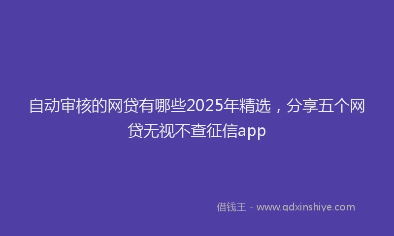 自动审核的网贷有哪些2025年精选，分享五个网贷无视不查征信app