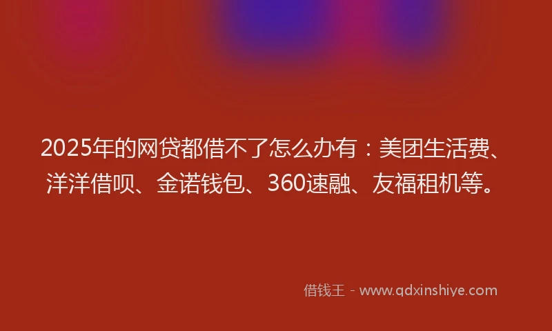 2025年的网贷都借不了怎么办有：美团生活费、洋洋借呗、金诺钱包、360速融、友福租机等。