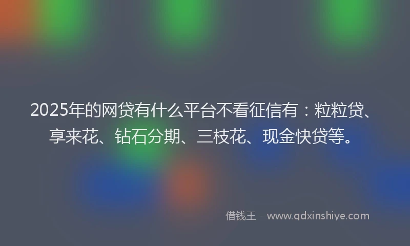 2025年的网贷有什么平台不看征信有：粒粒贷、享来花、钻石分期、三枝花、现金快贷等。