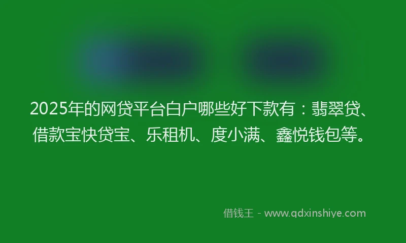 2025年的网贷平台白户哪些好下款有：翡翠贷、借款宝快贷宝、乐租机、度小满、鑫悦钱包等。