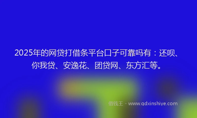 2025年的网贷打借条平台口子可靠吗有：还呗、你我贷、安逸花、团贷网、东方汇等。