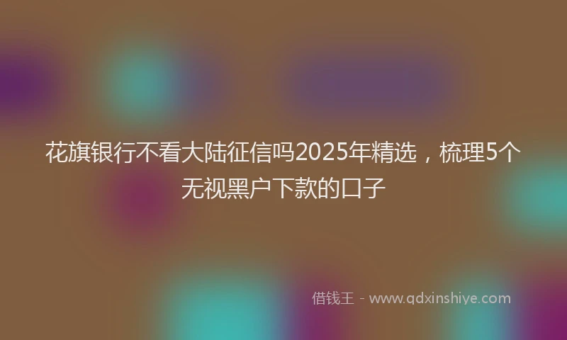 花旗银行不看大陆征信吗2025年精选，梳理5个无视黑户下款的口子