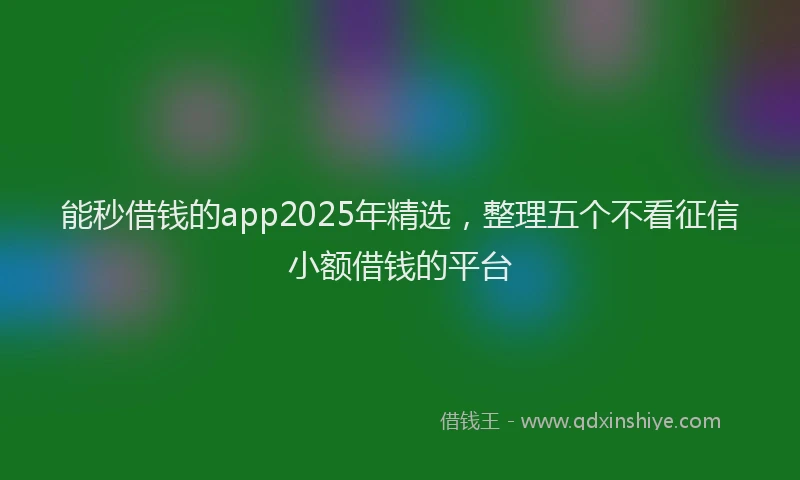 能秒借钱的app2025年精选，整理五个不看征信小额借钱的平台