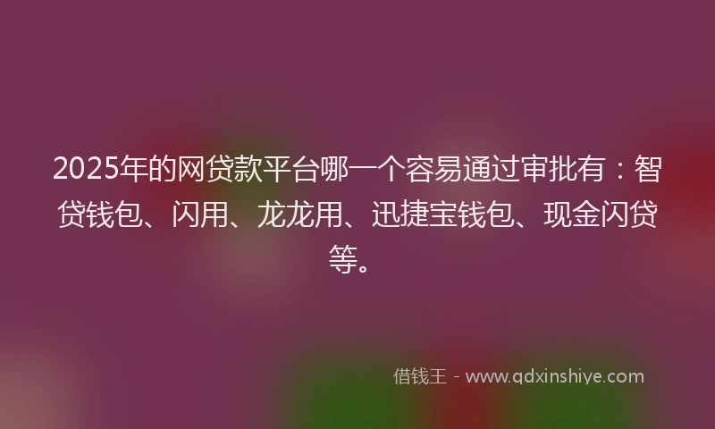 2025年的网贷款平台哪一个容易通过审批有：智贷钱包、闪用、龙龙用、迅捷宝钱包、现金闪贷等。