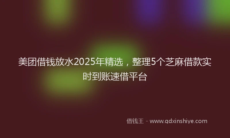 美团借钱放水2025年精选，整理5个芝麻借款实时到账速借平台