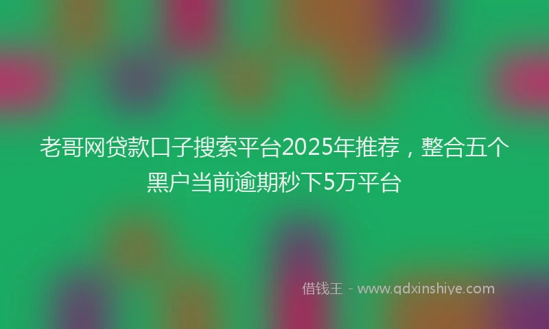 老哥网贷款口子搜索平台2025年推荐，整合五个黑户当前逾期秒下5万平台