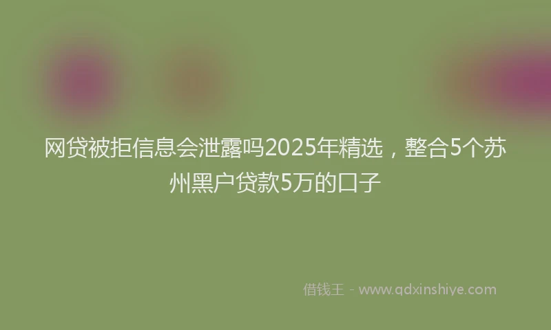 网贷被拒信息会泄露吗2025年精选，整合5个苏州黑户贷款5万的口子