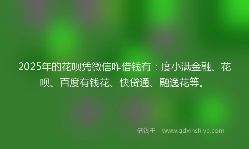 2025年的花呗凭微信咋借钱有：度小满金融、花呗、百度有钱花、快贷通、融逸花等。