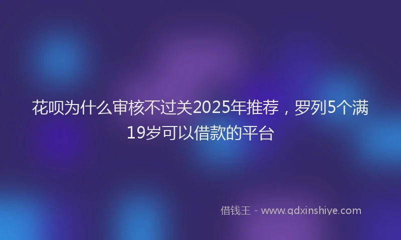 花呗为什么审核不过关2025年推荐，罗列5个满19岁可以借款的平台