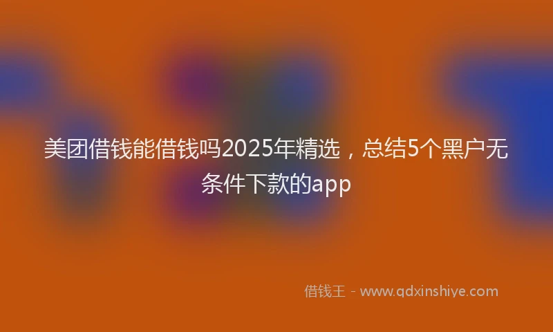 美团借钱能借钱吗2025年精选，总结5个黑户无条件下款的app